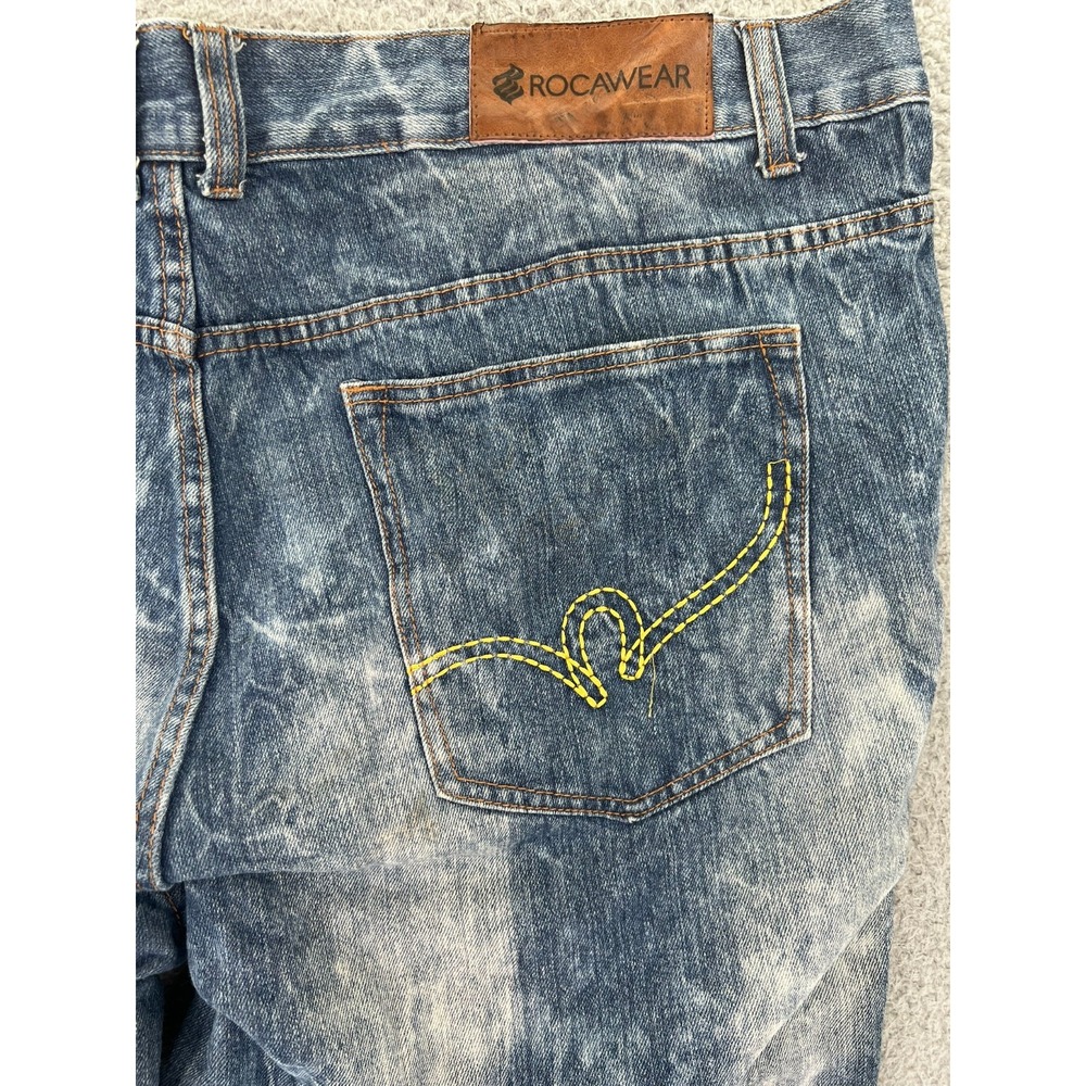ROCKWEAR Distressed Acid Wash Denim Jeans Men's 44 (47x30.5 Actual) Straight Leg